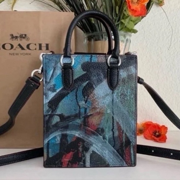 NWT COACH Mini Tote Crossbody x Mint + Serf w Graffiti Print CM213 AUTHENTIC - Picture 1 of 8